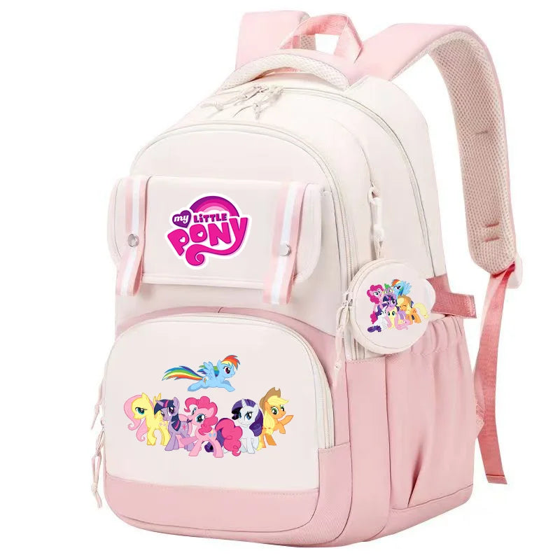 My Little Pony Large Capacity Backpack Cartoon Daypack Travel Commute Knapsack Schoolbag for Kids Girls Mochila With Coin Purse
