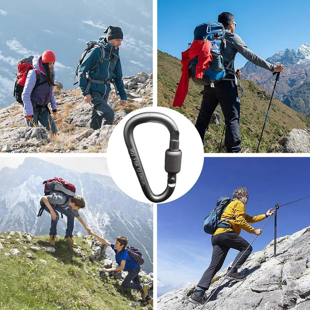 1PC Aluminum Alloy Carabiner Safety Buckle Keychain With Lock Climbing Button D-shape Carabiner Camping Hiking Hook Multi Colors