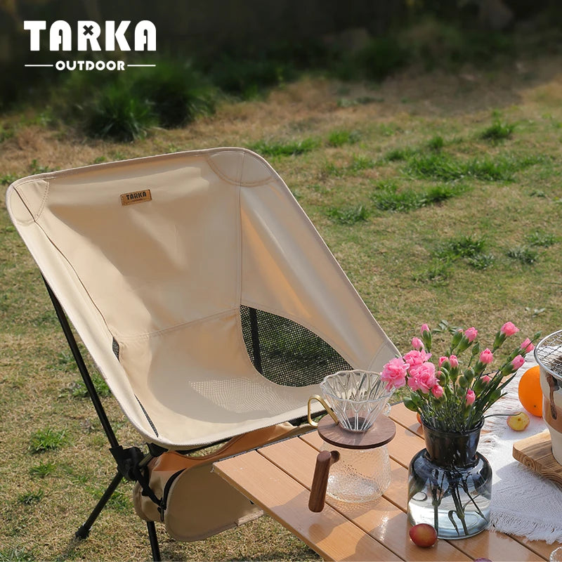 TARKA Ultralight Foldable Camping Chair Set - Portable Backpacking Moon Chairs for Garden Picnic Beach Fishing