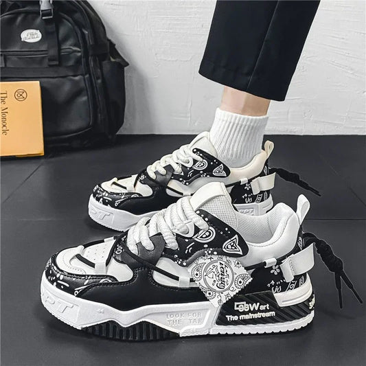 Men’s Casual Sneakers – Outdoor Fashion Vulcanized Shoes with Breathable Platform Design (Spring & Walking Comfort)
