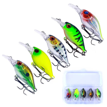 5Pcs Crankbait Rock Fish Bass Fishing Lure Set 4.4g 5cm Artificial Baits Topwater Crank Wobblers For Pike Crankbaits Fishing