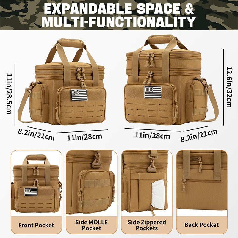 18L Outdoor Insulated Cooler Bag Tactical Lunch Box For Men Expandable Work Camping Outdoor Picnic Leakproof Thermal Bag