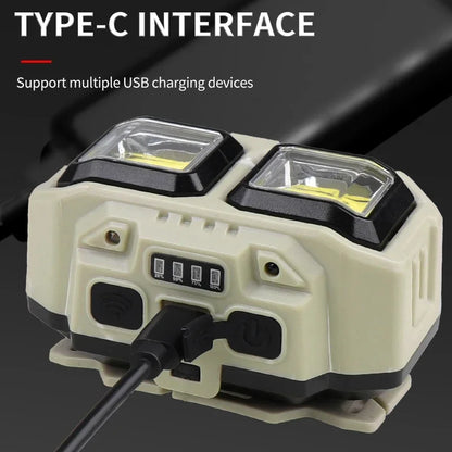 COB LED Powerful Headlamp USB Rechargeable Head Torch USB Rechargeable Waterproof Outdoor Camping Fishing Hunting Search Lantern