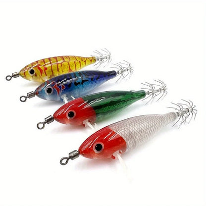Ackibbik 10pcs/set 8cm/ 5.7g Shrimp Fishing Lures Luminous Squid Jig Hook Sea Fishing Accessories Artificial Bait Octopus Lure