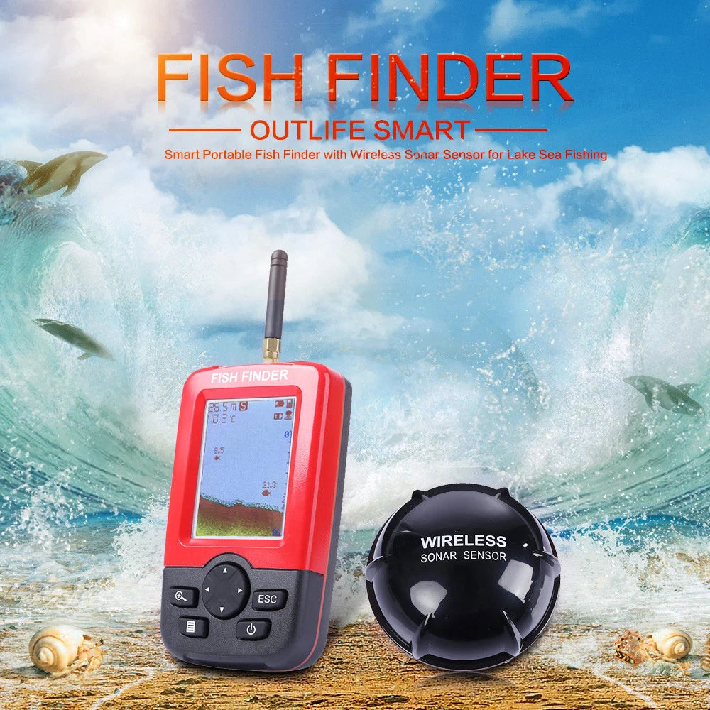 2-in-1 Portable Fish Finder: Wireless Castable Sonar + Wired Transducer