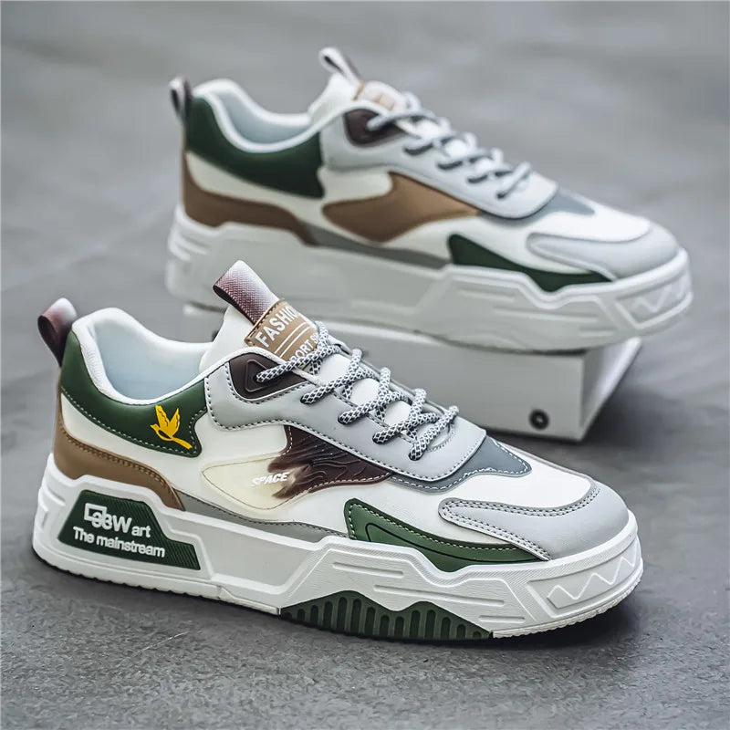 Men’s Breathable Leather Casual Sneakers – Soft Sole Comfort Trainers for Running & Walking
