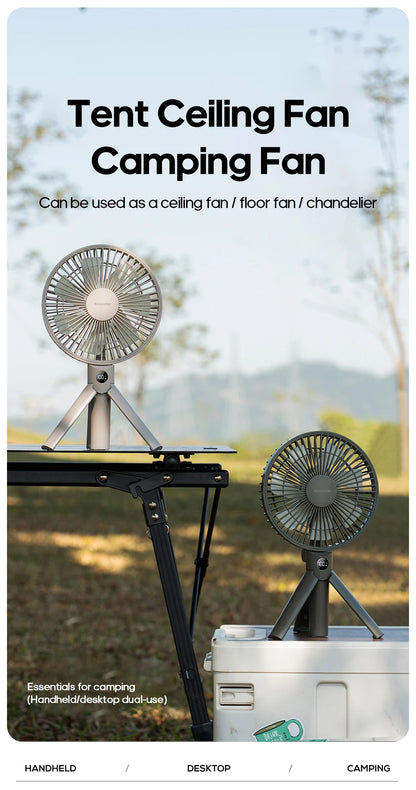 New Portable Folding Handheld Fan 3000mAh Desktop Rechargeable Fan Angle Adjustable for Home Outdoor Travel Camping