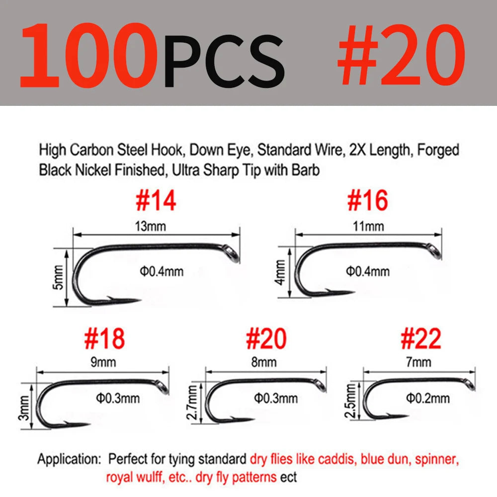 Bimoo 2X Dry Fly Hooks Black Nickel (50/100 Pack)