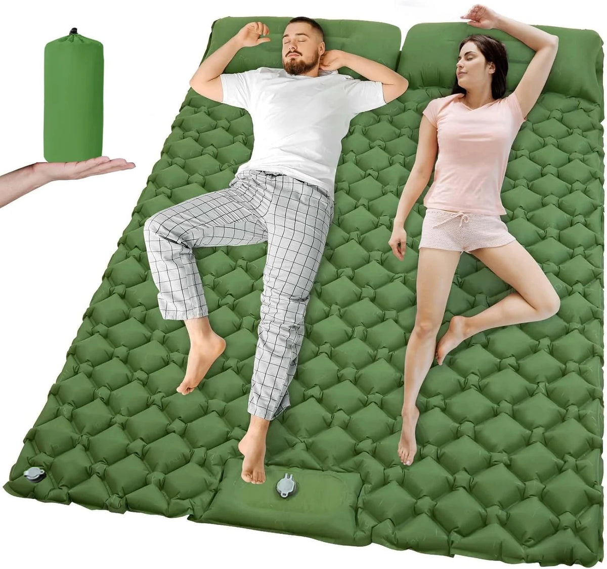 Outdoor Camping Double Inflatable Mattress Extra Wide Sleeping Pad Ultralight Folding Bed Sleeping Mat Car Travel Mat