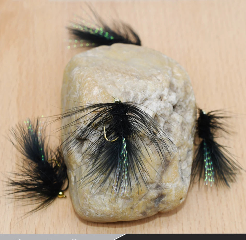 MNFT Black Beadhead Woolly Buggers (10 Pack)