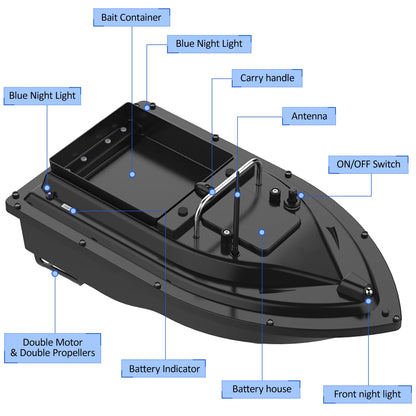 D16E GPS Bait Boat with Large Bait Hopper & Auto-Return