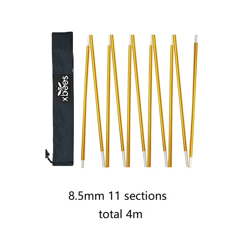 1pcs Xbees Tent Pole 8.5/9.5/11mm Camping Aluminum Alloy Tent Pole 360/400/440CM Camping Essential Accessories