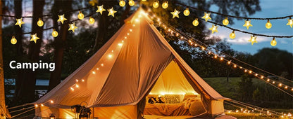 Solar LED String Lights Outdoor Camping Decor Crystal Ball and Stars String Lights 8 Modes Solar Lamp for Halloween Christmas