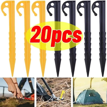 Outdoor Camping Tent Nails Sand Ground Triangular Stake Ground Awning Camping Tools Plastic Tent Pegs Nail Accessories 20/10pcs
