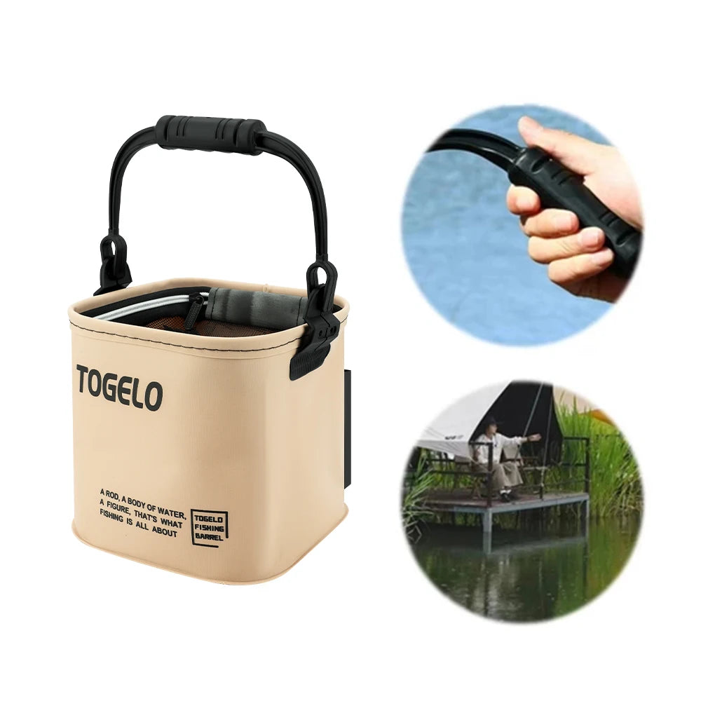 Foldable Live Fish Bucket with Rope