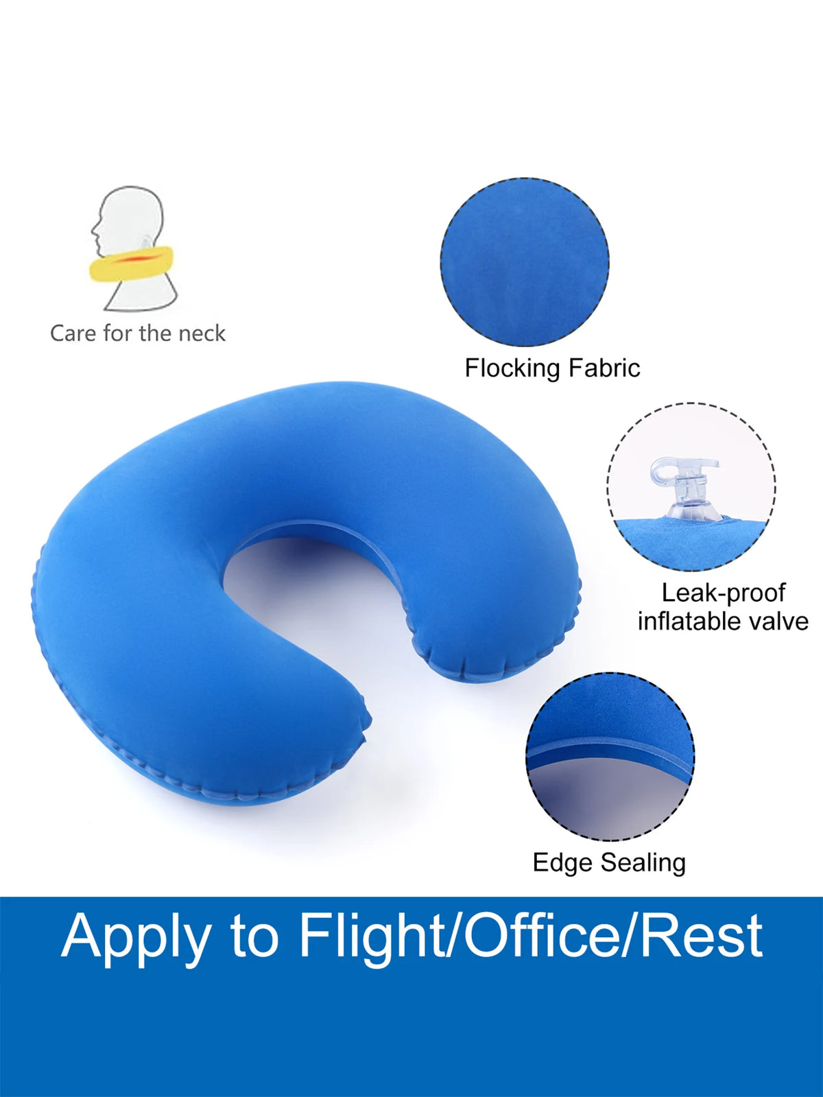 2Pcs/Pack Inflatable U-Shaped Pillow, Portable Folding Neck Pillow for Travel, Suitable for Travel