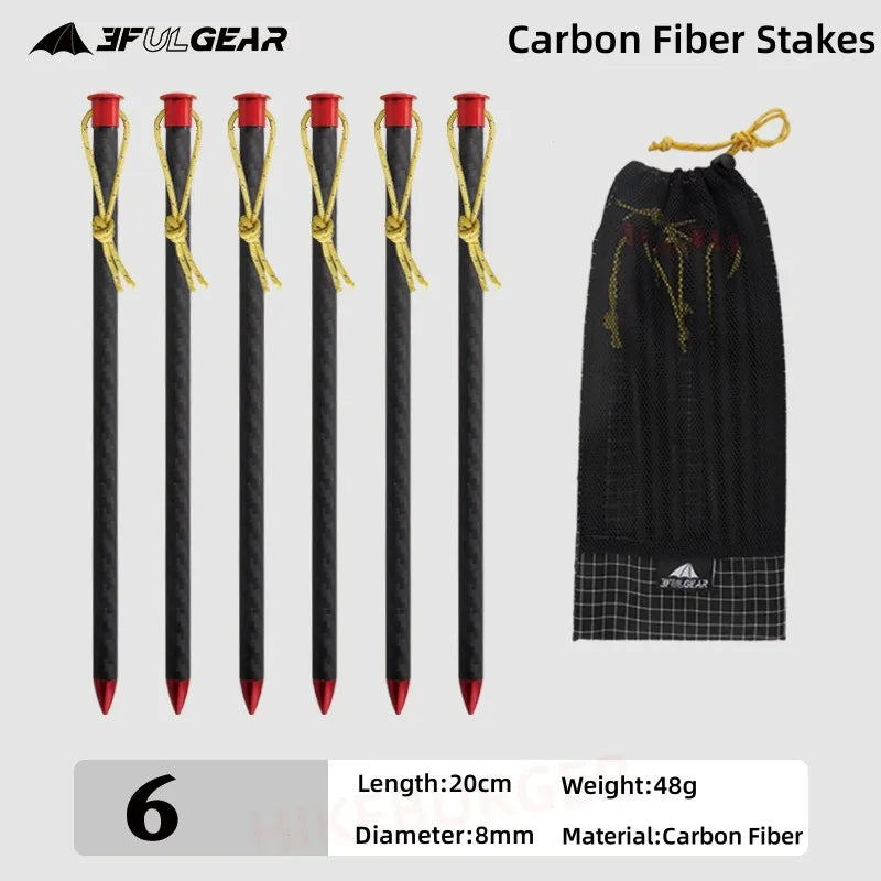 3F UL Gear 15.5cm/20cm Outdoor Ultralight Aluminum Alloy Stakes Camping Carbon Fiber Guy Line Canopy Rope Nails Tent Accessories
