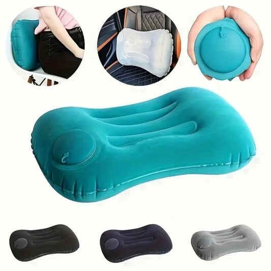 Flocking Inflatable Square Pillow Inflatable Travel Pillow Airplane Car Folding Pillows Outdoor Camping Portable Storage Pillow