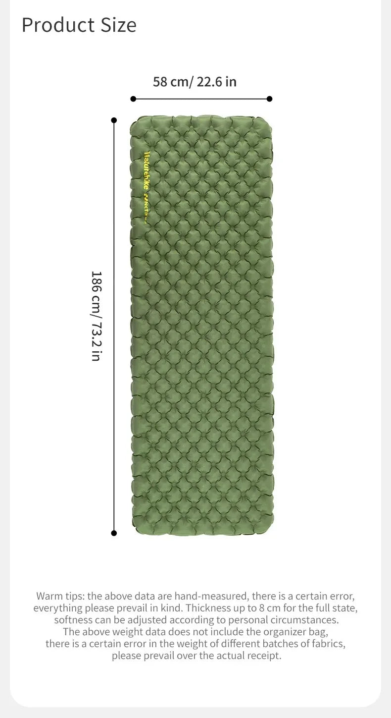 Naturehike 2024 New Camping Mattress 4.6 High R-Value Ultralight Folding Beach Air Sleeping Pad Outdoor Hiking Air Mattress