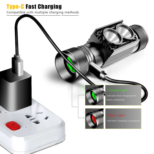 Newest LED Mini Headlamp High Power White Red Headlight 18650 Rechargeable USB Type-C Torch Camping Hunting Flashlight Lamp