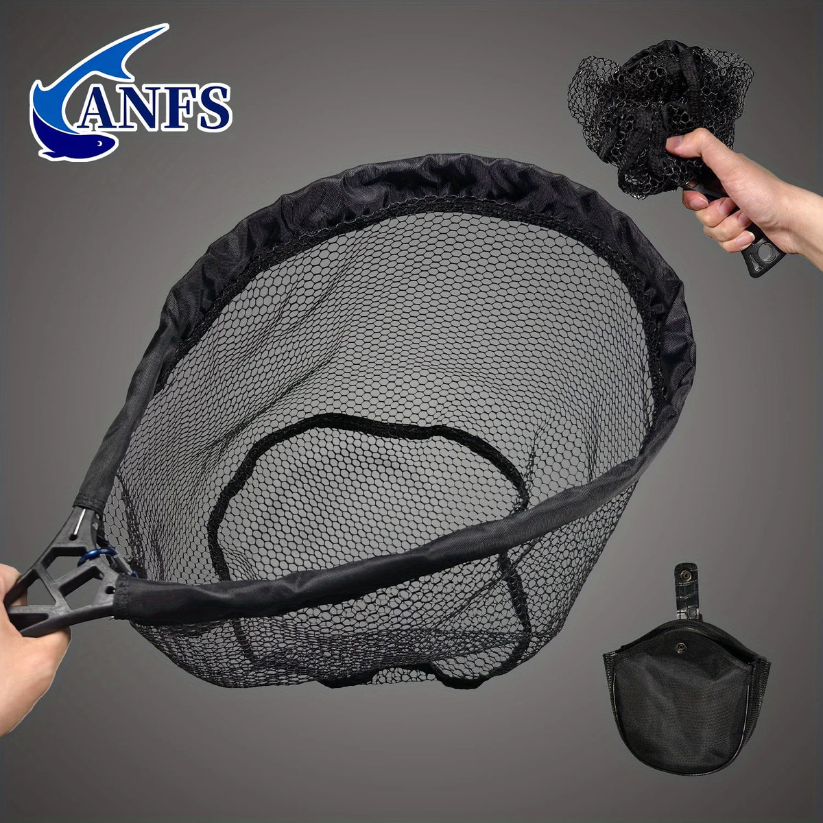 ANFS Foldable Rubber Mesh Trout Net with Bag
