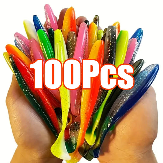 Fishing Lure Soft Tail Bait Set 55/65/75mm Swimbaits Silicone Wobblers Pesca Bass Carp Fishing Tackle Random Color 10/50/100Pcs