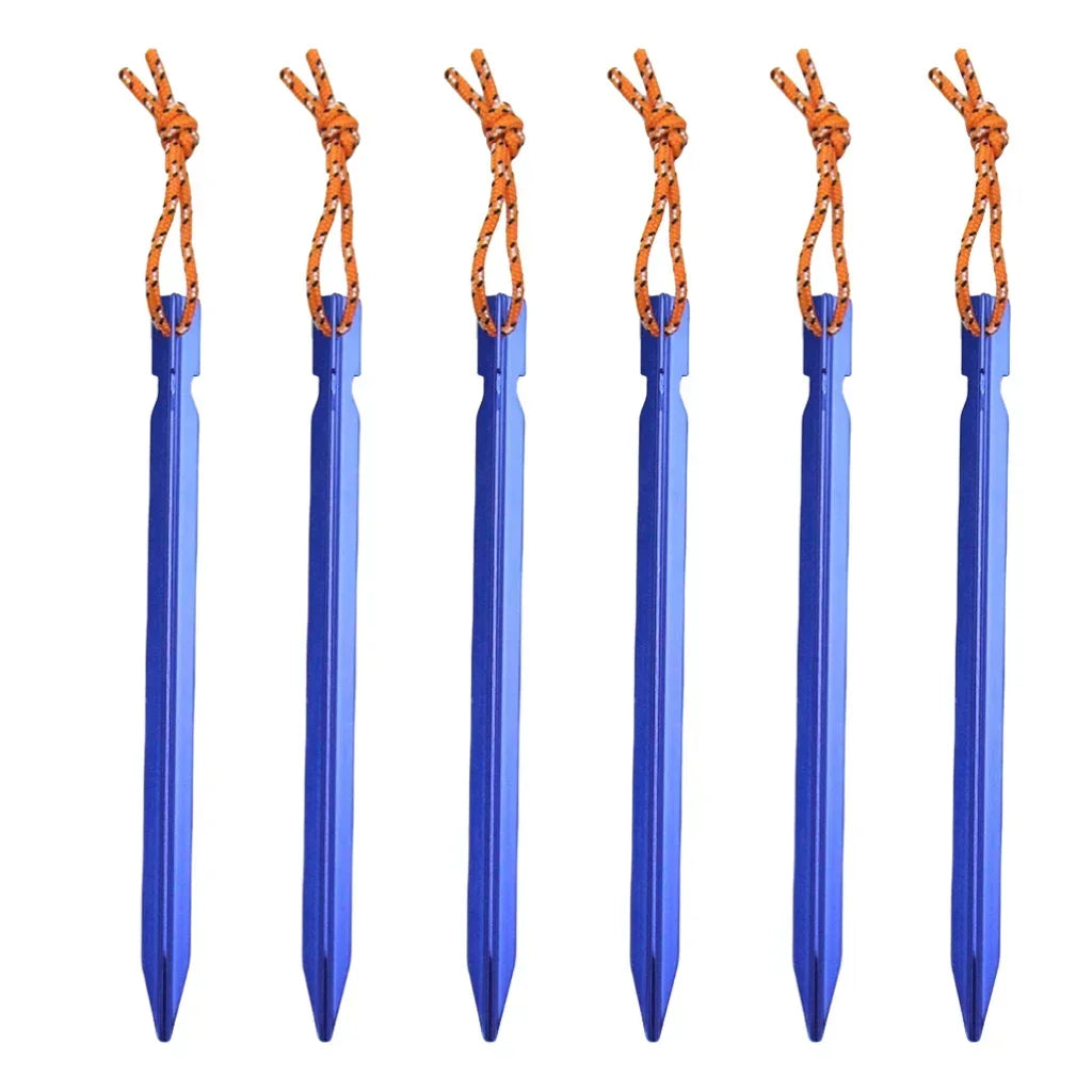6Pcs Canopy Tent Pegs Aluminum Alloy Outdoor Garden Stakes Ground Nail With Cord For Camping Backpacking Hiking Tent Accessories