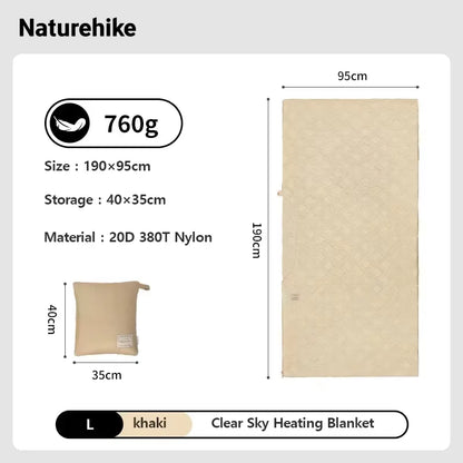 Naturehike Electric Heated Blanket Winter USB Heating Blanket Camping Warm Sleeping Bag Liner Outdoor Shawl Thermal Sleeping Bag