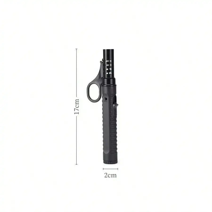 Matte Black Tactical Outdoor Survival Fire Starter, Adjustable Flame Refillable Butane Gadget, Pocket Backpack Friendly Camping Accessory Set Perfect Gift For Outdoor Enthusiasts,Windproof Lighter Gift Lighter