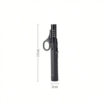 Matte Black Tactical Outdoor Survival Fire Starter, Adjustable Flame Refillable Butane Gadget, Pocket Backpack Friendly Camping Accessory Set Perfect Gift For Outdoor Enthusiasts,Windproof Lighter Gift Lighter