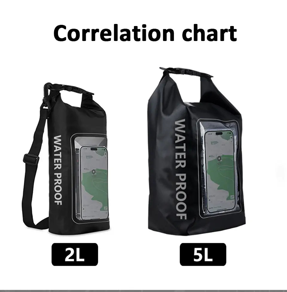 2L/5L PVC Swimming Waterproof Bag,Mobile Phone Waterproof Dry Bag for Trekking Drifting Rafting Surfing Boating Storage Bag