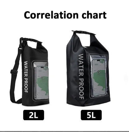 2L/5L PVC Swimming Waterproof Bag,Mobile Phone Waterproof Dry Bag for Trekking Drifting Rafting Surfing Boating Storage Bag