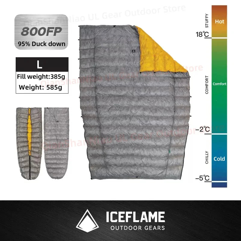 ICE Flame NXT 850FP Down Quilt Outdoor Camping Multifunctional Ultralight New Duck Down Quilt Waterproof Bottomless Sleeping Bag