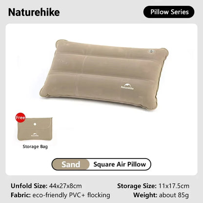 Naturehike Square Inflatable Pillow Outdoor Camping Hiking Ultralight Travel Portable Airplane Folding Pillows Soft Comfortable