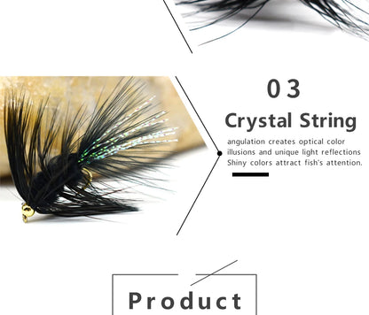 MNFT Black Beadhead Woolly Buggers (10 Pack)