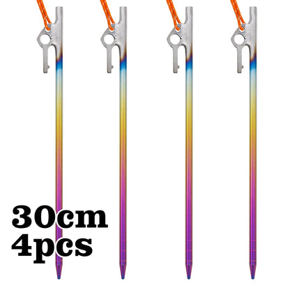 TiTo Camping Tent Accessories Supplies Colorful Titanium Tent Pegs Stakes Heavy Duty Ground Nails 30cm/35cm/40cm for Hard Soil