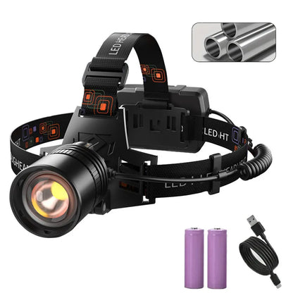 Powerful LED Head Lamp Aluminium Alloy Head Led Light Super Bright Rechargeable Head Flashlight Camping Hunting Fishing Lantern