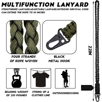 Heavy Duty Braided 550 Paracord Neck Lanyard Keychain Survival Parachute Rope Lanyard Necklace HK Clip Key Ring Outdoor Tools