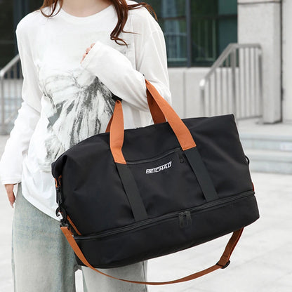 Large Capacity Travel Bag, Dry Wet Separation Design, Foldable Waterproof Gym Bag,Shoe Compartment, Ideal for Outdoor Activities