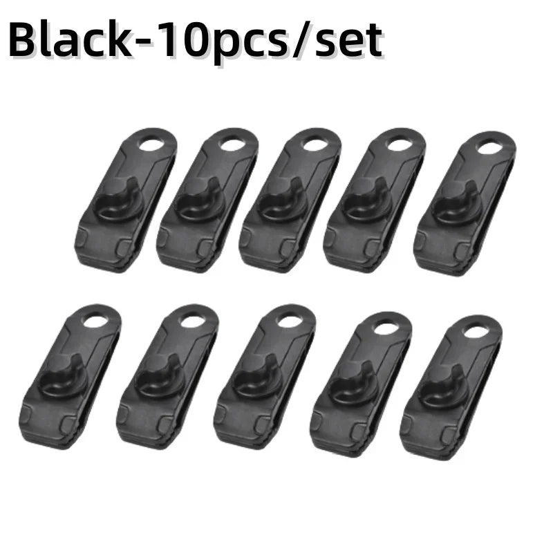 10 PCS Awning Rope Clamp Tarpaulin Clip Tent Canopy Clip Buckle  Reusable Tent Crocodile Clip Awning Outdoor Camping Accessories