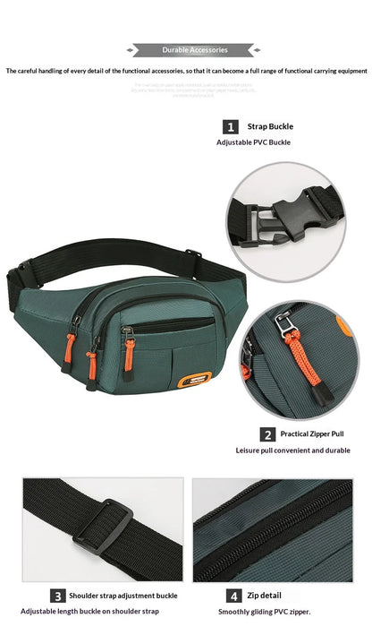Homefish Unisex Waist Bag Multifunctional Large Capacity Splash Resistant Wear Resistant Worksite Outdoor Fanny Pack