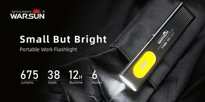 WARSUN T7 LED Torch Portable Mini Flashlight 800LM Rechargeable Pocket Light Magnetic Base Clip Work Light Hiking Fishing EDC