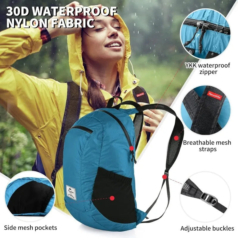 Naturehike Outdoor Hiking Bag 18L Lightweight Portable Backpack Foldable Waterproof Shoulder Bag for Women Men Airplane Travel