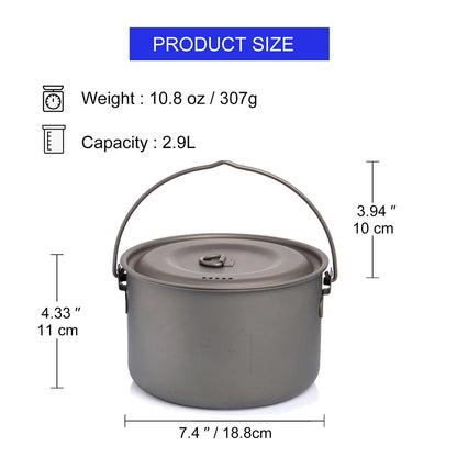 Widesea Camping Tableware Titanium Cookware Set Tourism Cauldron Outdoor Cooking Pot Frying Pan Picnic Kitchen Hiking Trekking