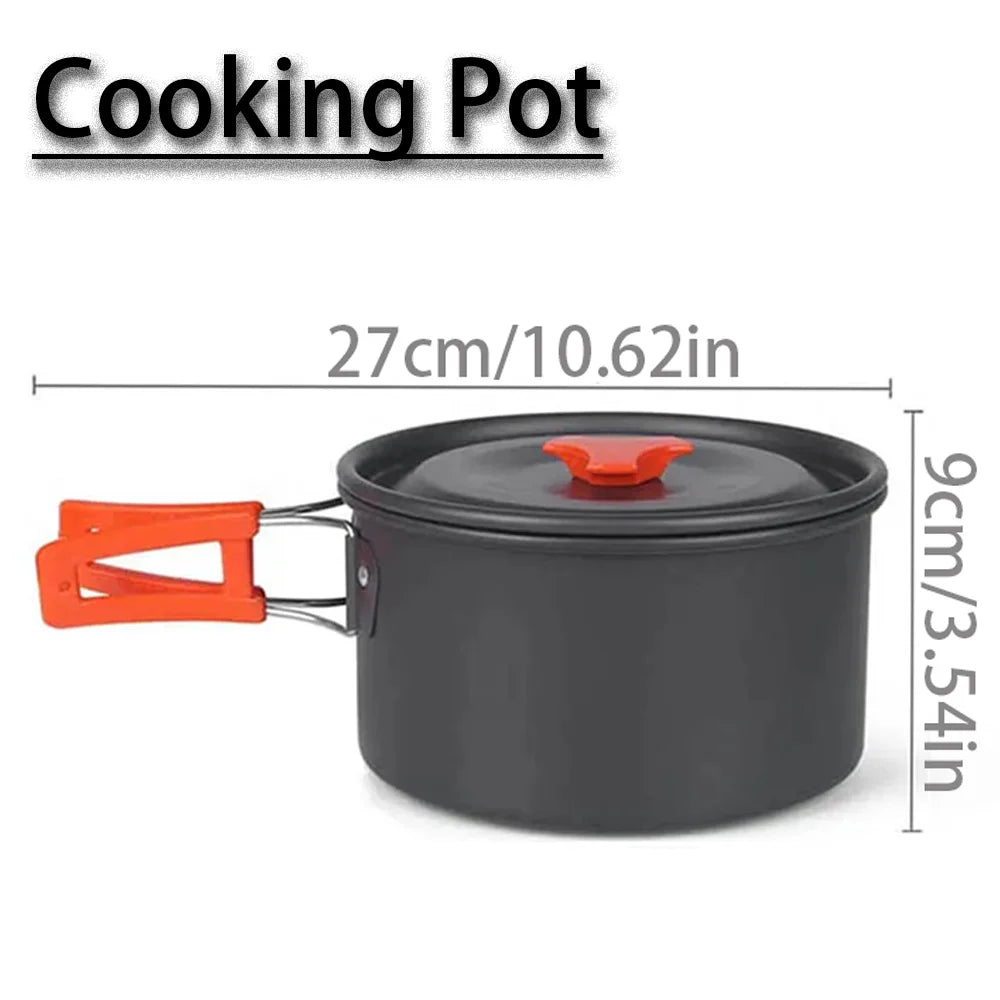 Camping Cooking Set Portable Lightweight Aluminum Camping Pot Set Hiking Picnicking Outdoor Travel Cooking Utensils Set