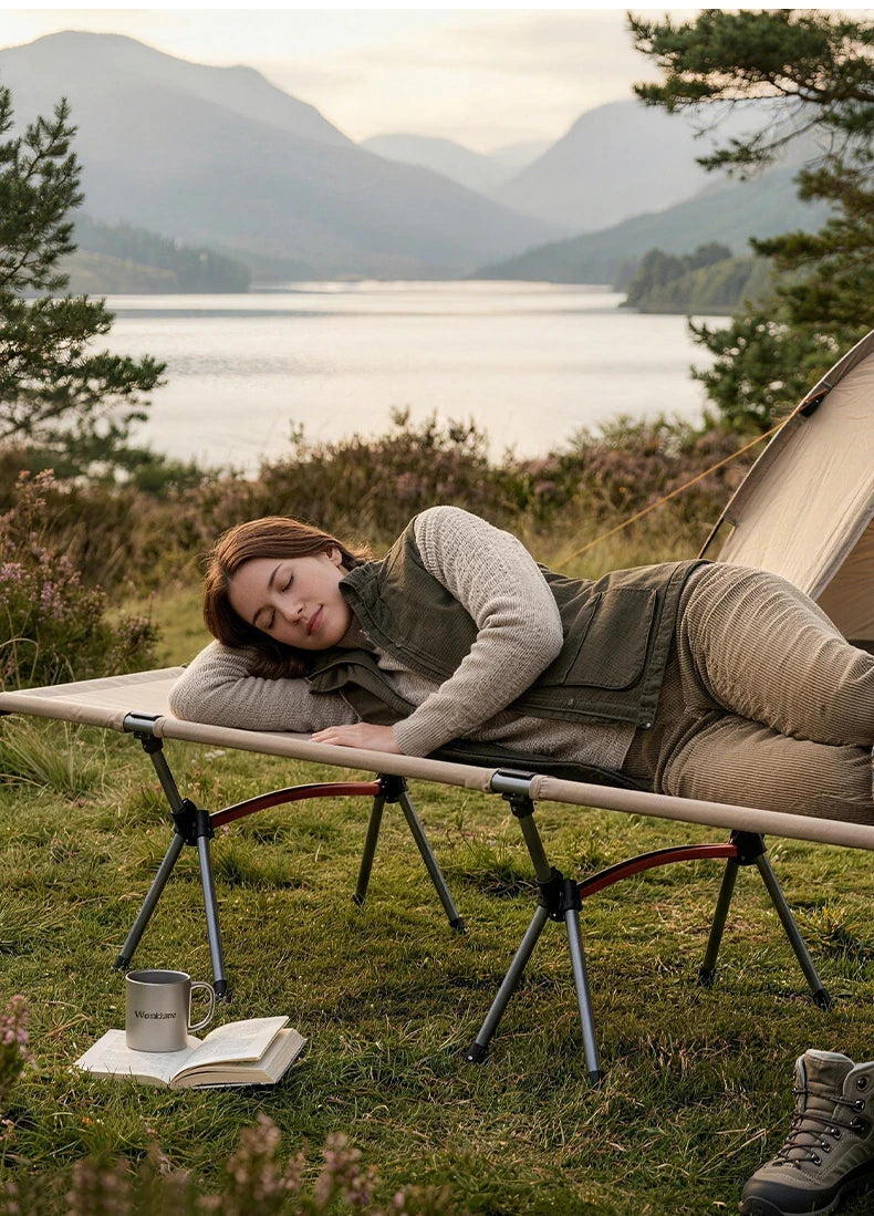 WESTTUNE Camping Cot Portable Folding Bed Ultralight Aluminum Alloy Sleeping Cot for Outdoor Hiking Backpacking Travel