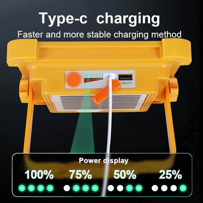 Portable Solar Flood Light LED Lantern Rechargeable Camping Lamp USB Charging Power Bank IP66 Waterproof Outdoor Tent Light