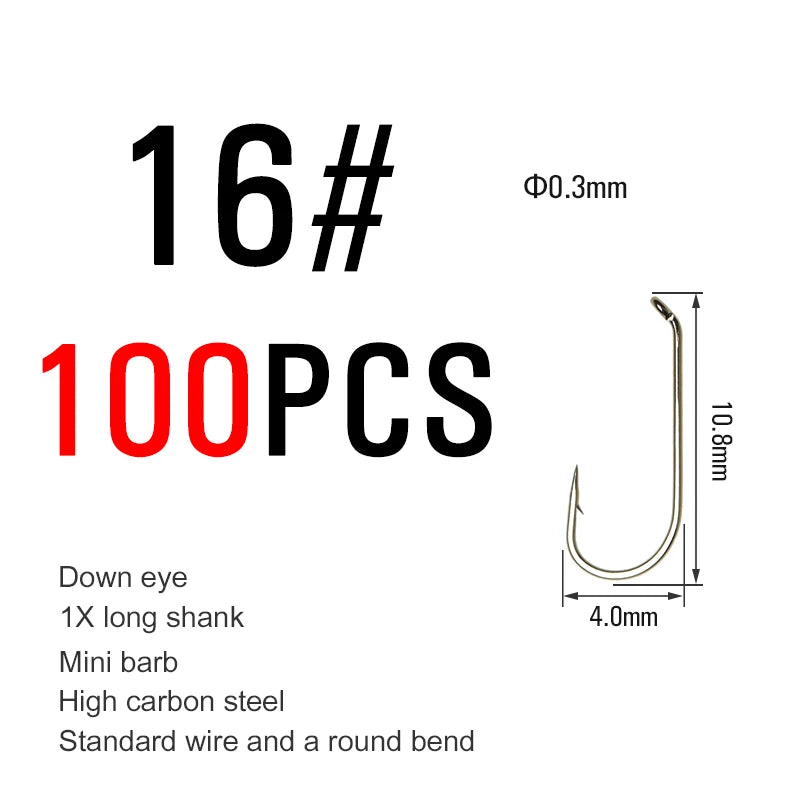 Vtwins 1X Long Shank Fly Tying Hooks (100 Pack)