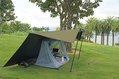 19 Hanging Points Black Coating Tarp Waterproof Black Coated Tarp Outdoor Camping Tent Tarp Bushcraft Shelter DIY Tent Fly