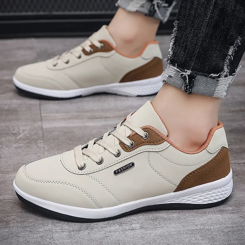 2025 Men’s Waterproof Leather Walking Sneakers – Non-Slip Casual Sports Shoes for Spring & Autumn
